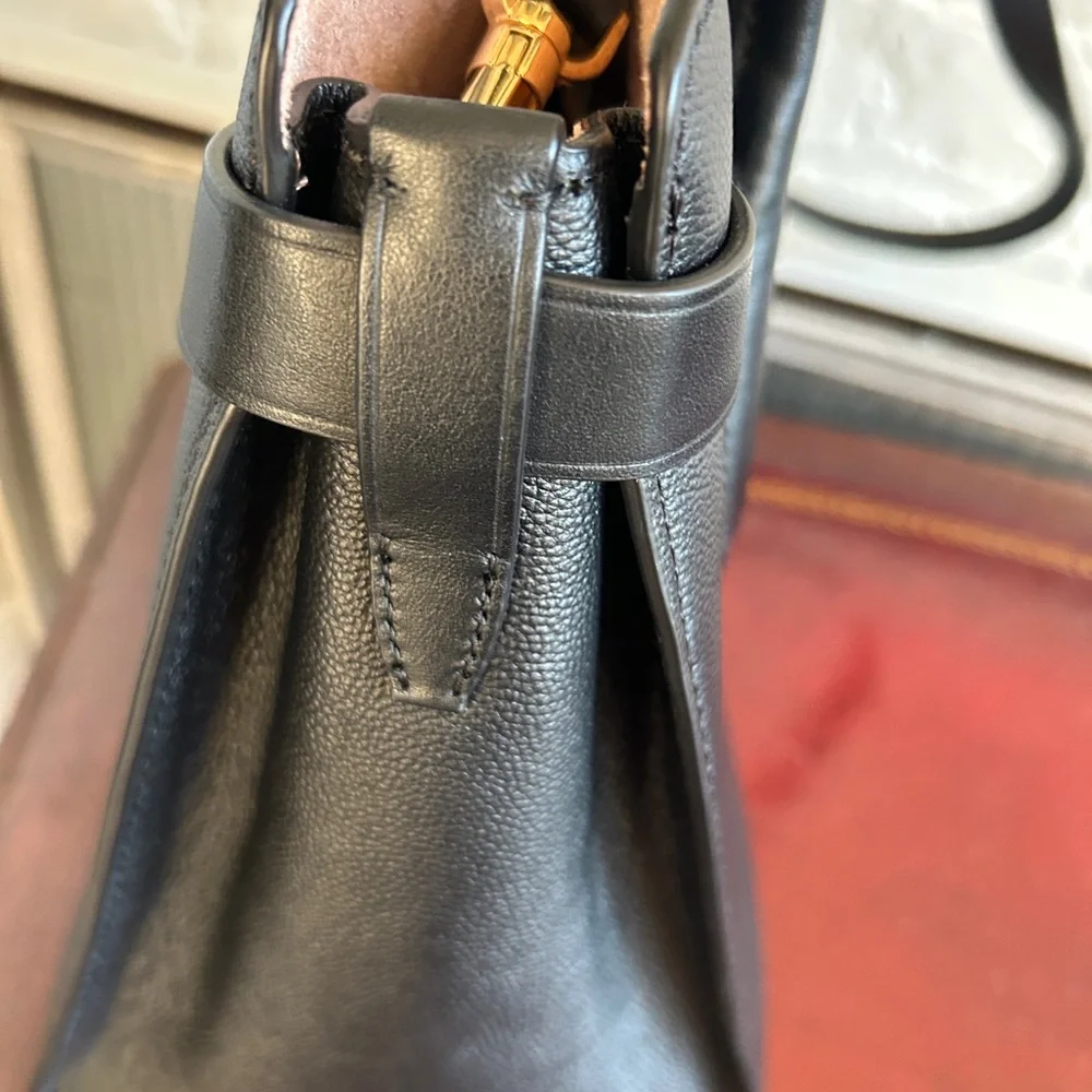 kate spade Black Leather Tote with Gold Hardware